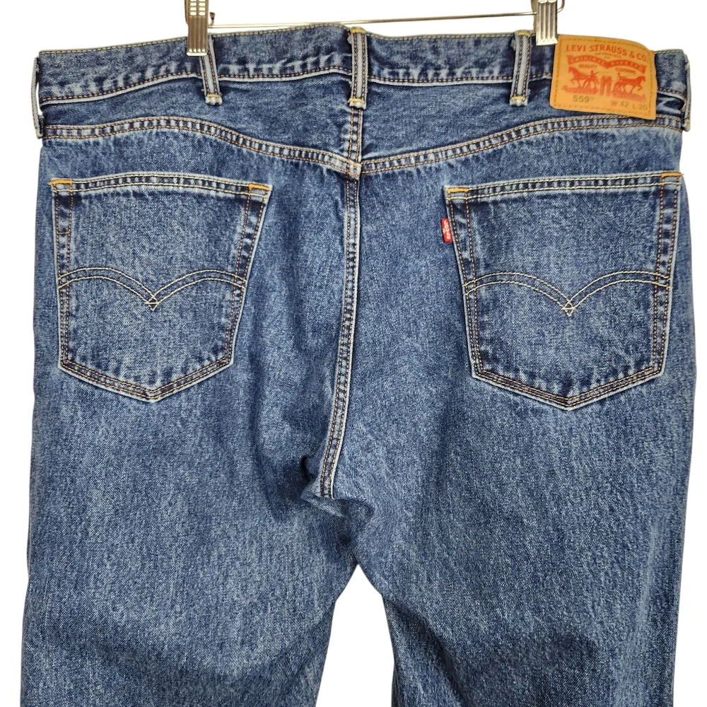 Levi's 559 Relaxed Fit Straight Leg Denim Blue Jeans Mens Size 42x30